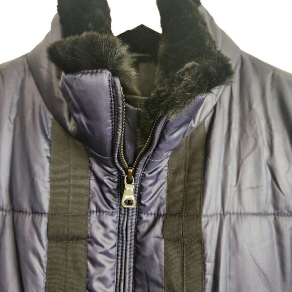 BOSS HUGO BOSS Men's Plum and Black Doobie Down Puffer Fur Collar Jacket Size 42 - Picture 3 of 6